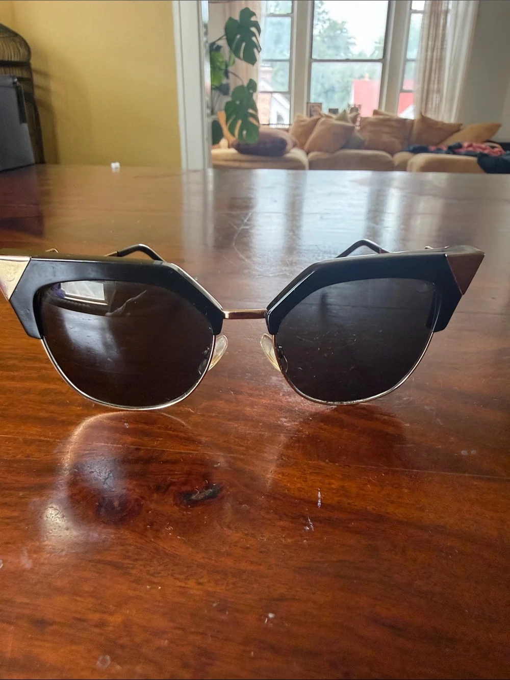 Fendi  Black and Gold Cat-Eye Sunglasses
